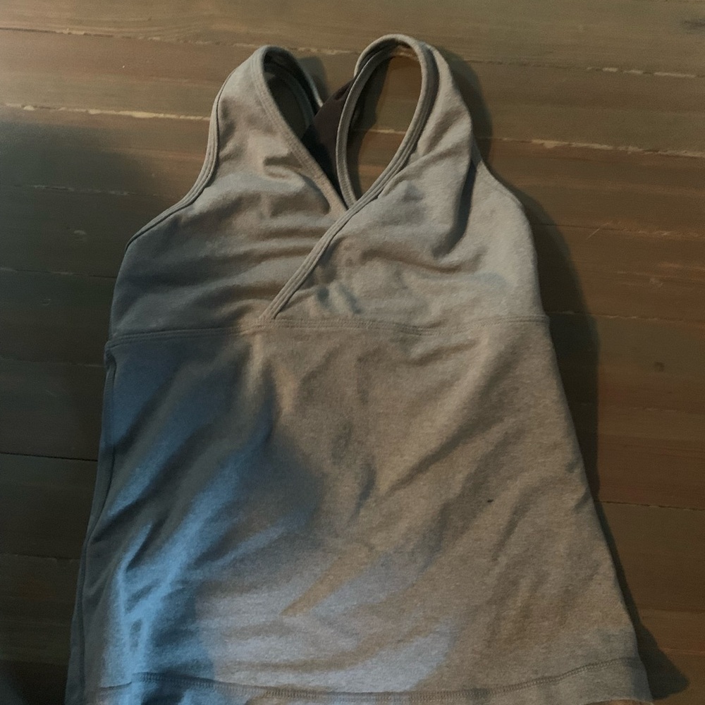 Gray Lululemon Criss-cross Top/Sports bra